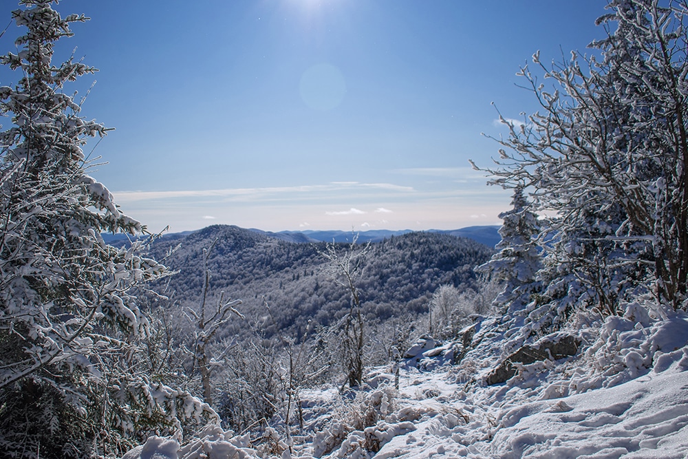 Vermont Mountain View in winter covered in snow